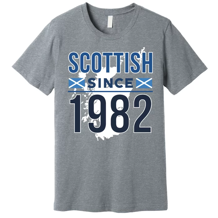 Scottish Since 1982 Scotland Flag Birthday Gift Premium T-Shirt