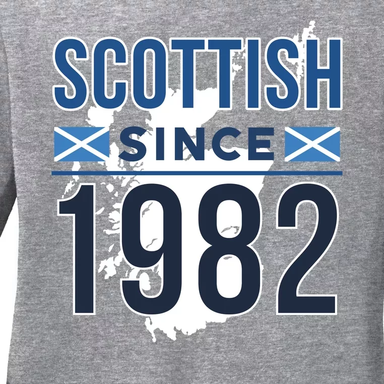 Scottish Since 1982 Scotland Flag Birthday Gift Ladies Long Sleeve Shirt