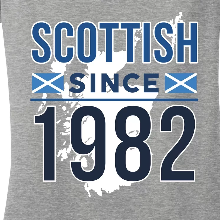 Scottish Since 1982 Scotland Flag Birthday Gift Women's V-Neck T-Shirt