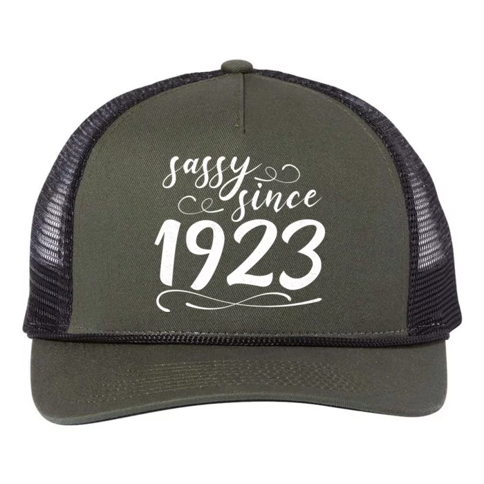 Sassy Since 1923 Birthday 100th Birthday Retro Rope Trucker Hat Cap