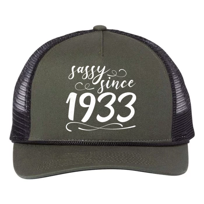 Sassy Since 1933 Birthday 90th Birthday Retro Rope Trucker Hat Cap