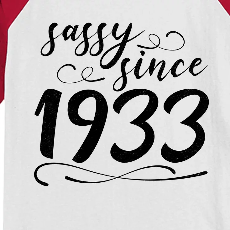 Sassy Since 1933 Birthday 90th Birthday Kids Colorblock Raglan Jersey