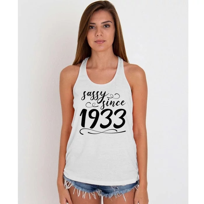 Sassy Since 1933 Birthday 90th Birthday Women's Knotted Racerback Tank