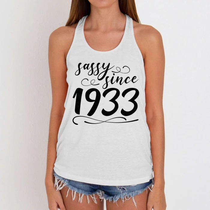 Sassy Since 1933 Birthday 90th Birthday Women's Knotted Racerback Tank