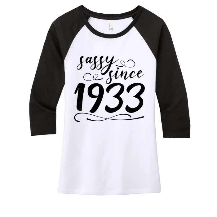 Sassy Since 1933 Birthday 90th Birthday Women's Tri-Blend 3/4-Sleeve Raglan Shirt