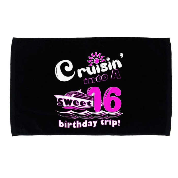 Sweet Sixteen 16th Cruising Into A Birthday Trip Fuchsia Microfiber Hand Towel