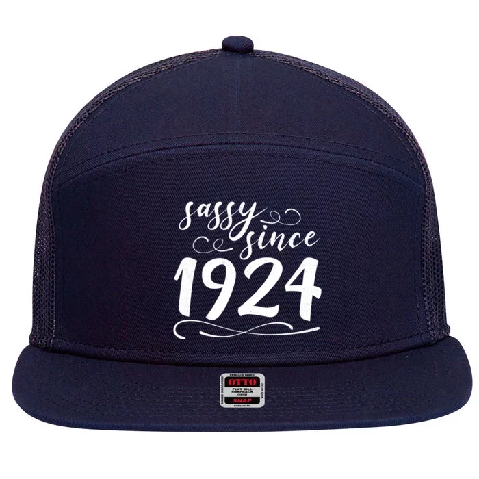 Sassy Since 1924 Birthday 100th Birthday 7 Panel Mesh Trucker Snapback Hat