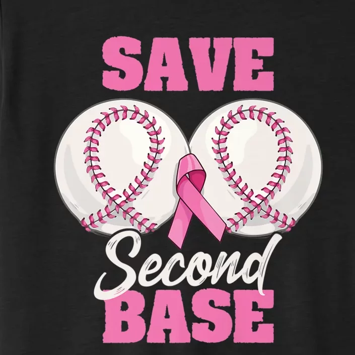 Save Second 2nd Base Funny Baseball Breast Cancer Awareness Premium ChromaSoft Performance T-Shirt