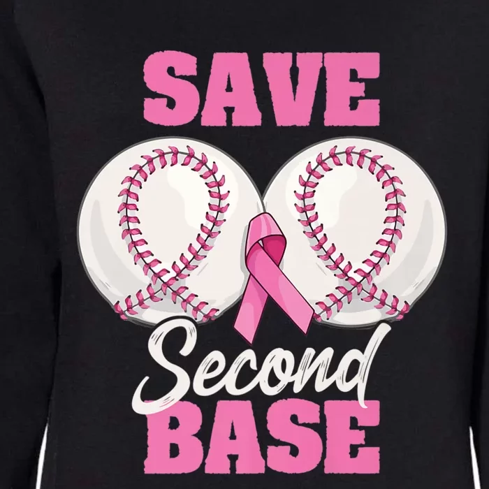 Save Second 2nd Base Funny Baseball Breast Cancer Awareness Premium Womens California Wash Sweatshirt