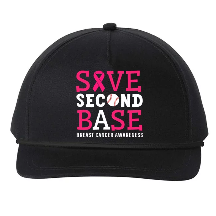 Save Second 2nd Base Breast Cancer Awareness Month Baseball Snapback Five-Panel Rope Hat