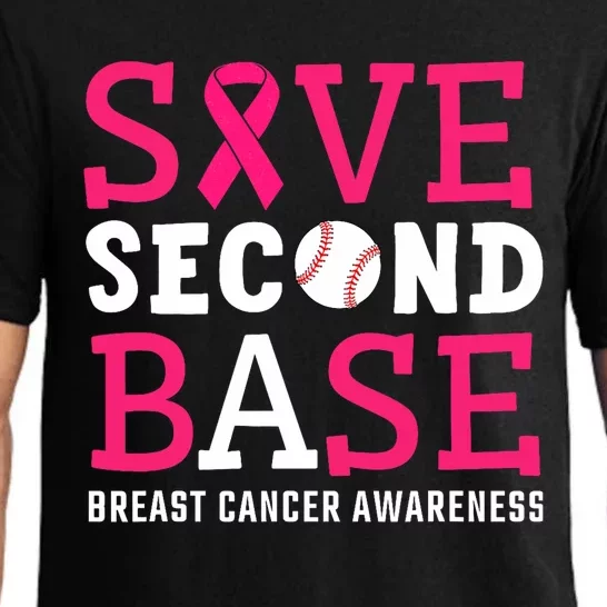 Save Second 2nd Base Breast Cancer Awareness Month Baseball Pajama Set