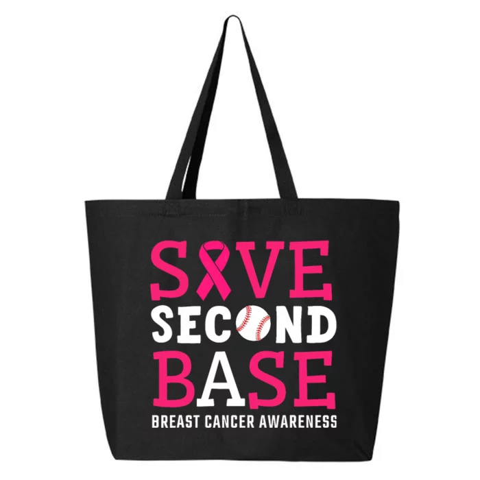 Save Second 2nd Base Breast Cancer Awareness Month Baseball 25L Jumbo Tote