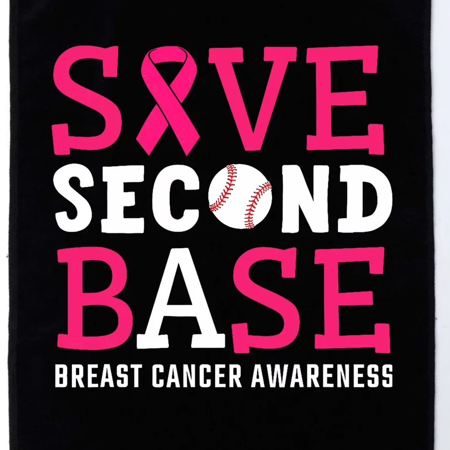 Save Second 2nd Base Breast Cancer Awareness Month Baseball Platinum Collection Golf Towel