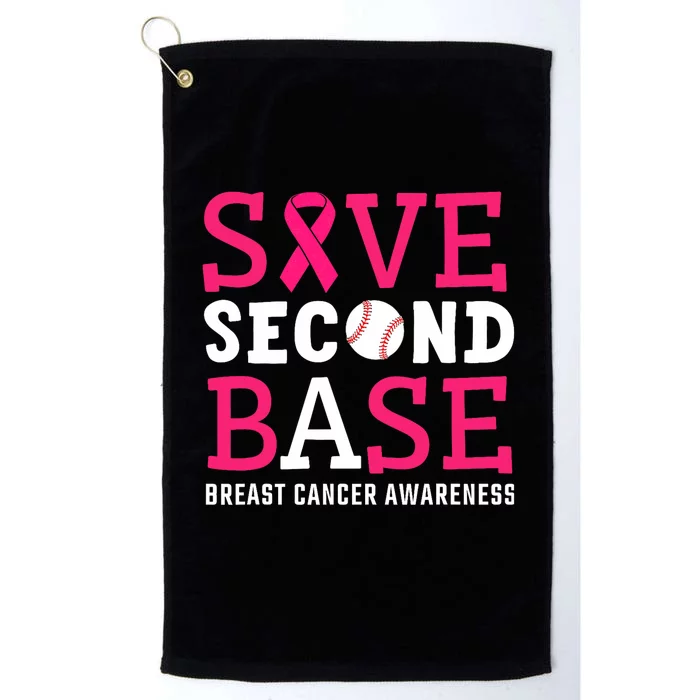 Save Second 2nd Base Breast Cancer Awareness Month Baseball Platinum Collection Golf Towel