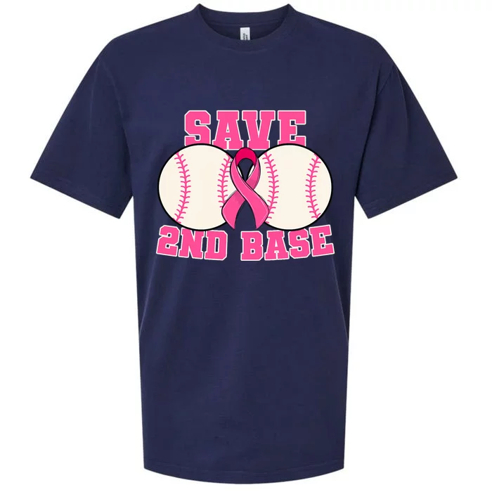 Save Second 2nd Base Breast Cancer Survivor Funny Baseball Sueded Cloud Jersey T-Shirt