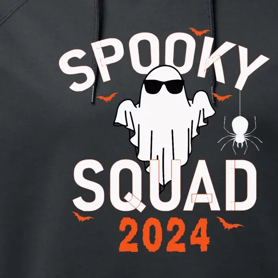 Spooky Squad 2024 Scary Halloween Bat Boo Performance Fleece Hoodie