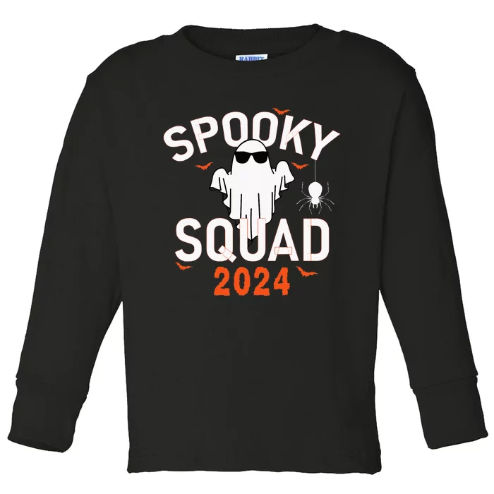 Spooky Squad 2024 Scary Halloween Bat Boo Toddler Long Sleeve Shirt