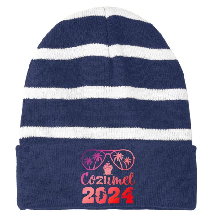 Summer Sunglasses 2024 Vacation Mexico Cozumel Beach Striped Beanie with Solid Band