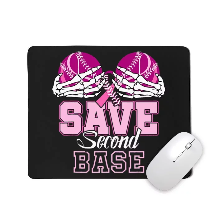 Save Second 2nd Base Funny Baseball Breast Cancer Awareness Mousepad