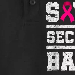 Save Second 2nd Base Funny Breast Cancer Awareness Month Raglan Dry Zone Grid Performance Polo