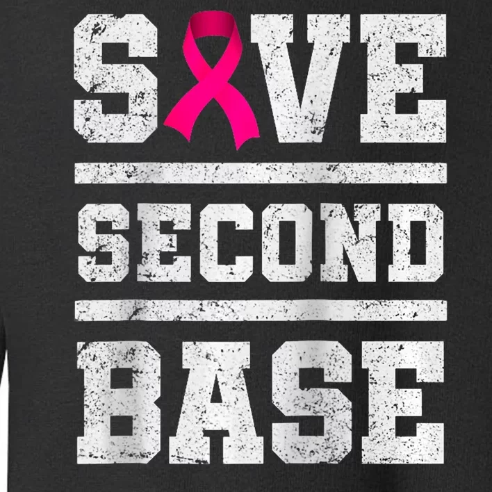 Save Second 2nd Base Funny Breast Cancer Awareness Month Raglan Toddler Sweatshirt