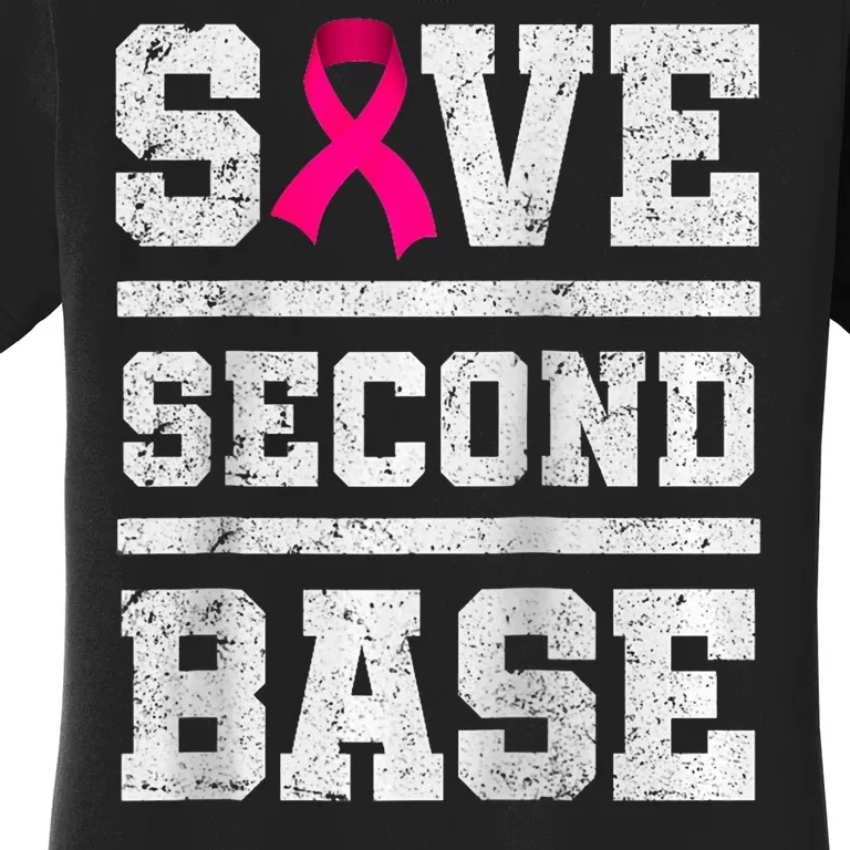 Save Second 2nd Base Funny Breast Cancer Awareness Month Raglan Women's T-Shirt