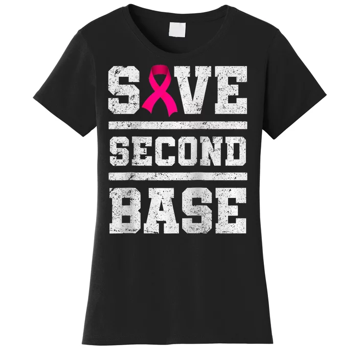 Save Second 2nd Base Funny Breast Cancer Awareness Month Raglan Women's T-Shirt