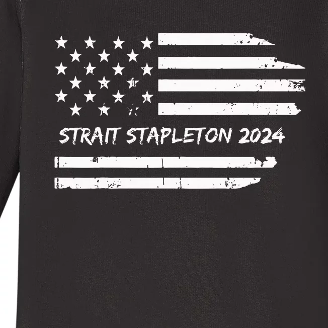 S.T.R.A.I.T S.T.A.P.L.E.T.O..N 2024 Usa Flag Patriotic Concert Festival Baby Long Sleeve Bodysuit