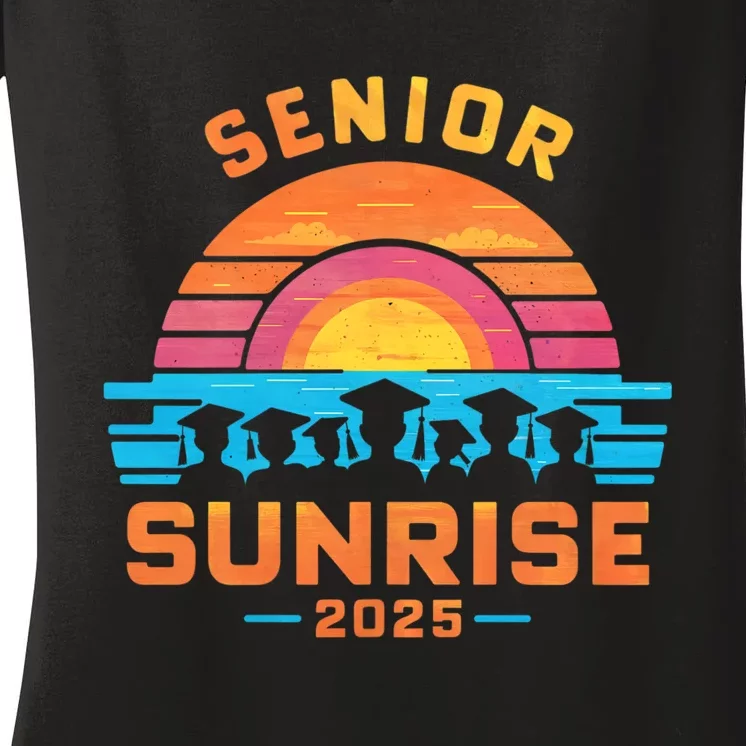 Senior Sunrise 2025 Seniors Shirts Of Class Graduation Women's V-Neck T-Shirt