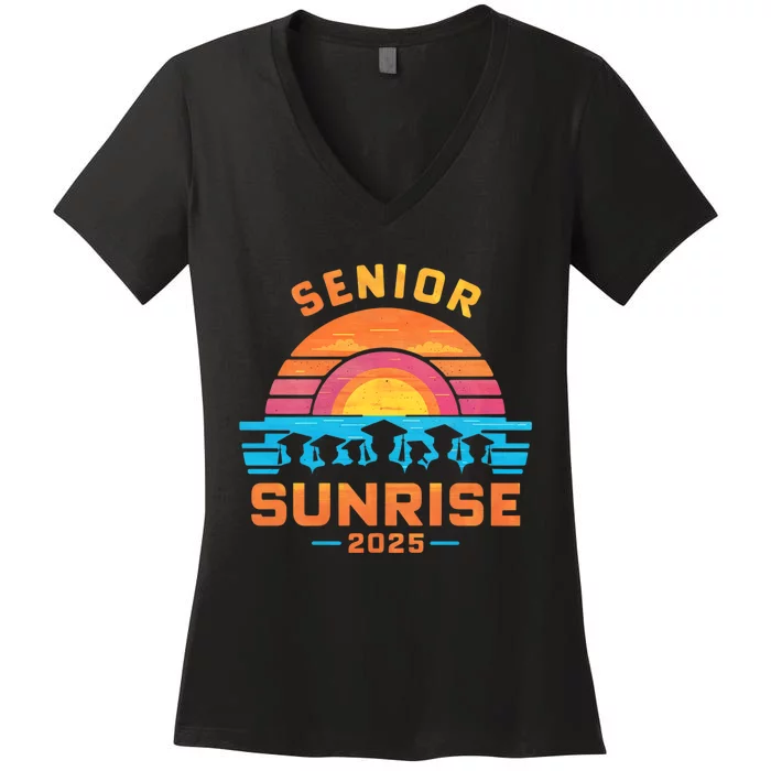 Senior Sunrise 2025 Seniors Shirts Of Class Graduation Women's V-Neck T-Shirt