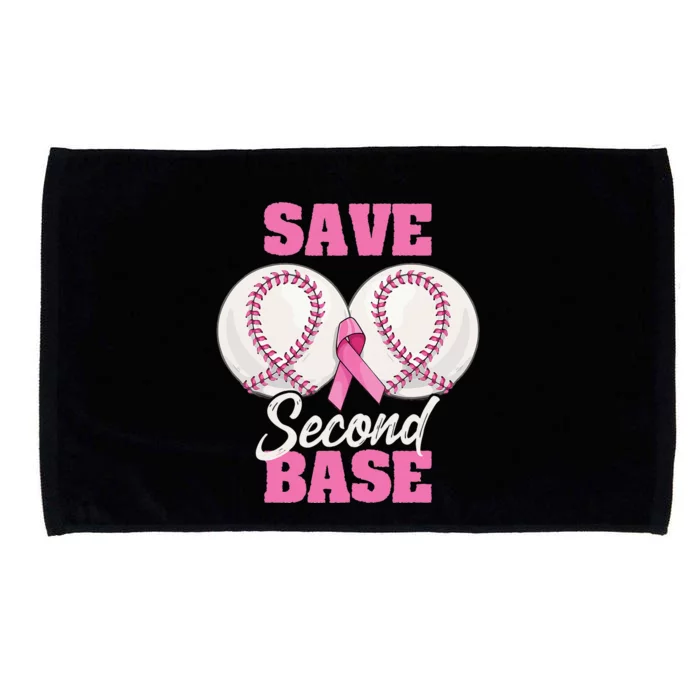 Save Second 2nd Base Funny Baseball Breast Cancer Awareness Microfiber Hand Towel