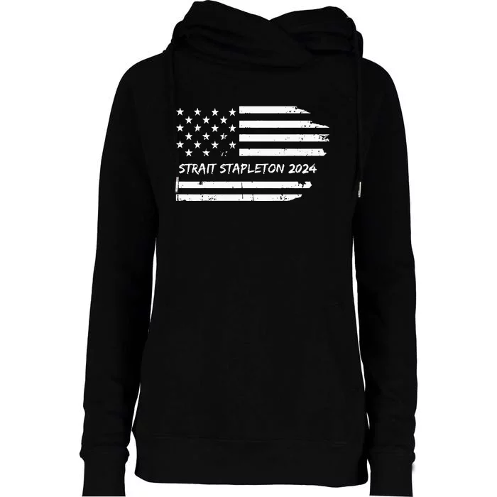 S.T.R.A.I.T S.T.A.P.L.E.To.N 2024 Usa Flag Patriotic Womens Funnel Neck Pullover Hood