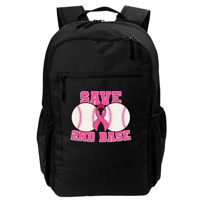 Save Second 2nd Base Breast Cancer Survivor Funny Baseball Gift Daily Commute Backpack