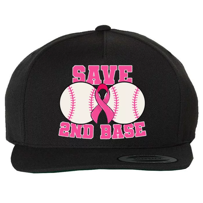 Save Second 2nd Base Breast Cancer Survivor Funny Baseball Gift Wool Snapback Cap