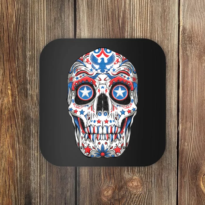 Sugar Skull 4th Of July Fourth Usa Coaster