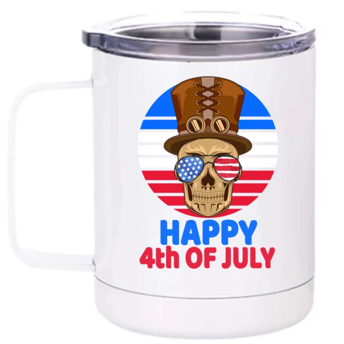 Steampunk Skull 4th Of July For Steampunk Lover July 4th Gift Front & Back 12oz Stainless Steel Tumbler Cup