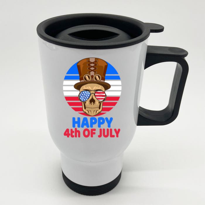 Steampunk Skull 4th Of July For Steampunk Lover July 4th Gift Front & Back Stainless Steel Travel Mug