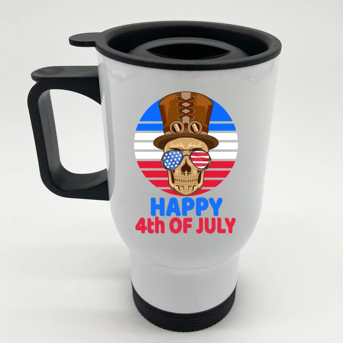 Steampunk Skull 4th Of July For Steampunk Lover July 4th Gift Front & Back Stainless Steel Travel Mug