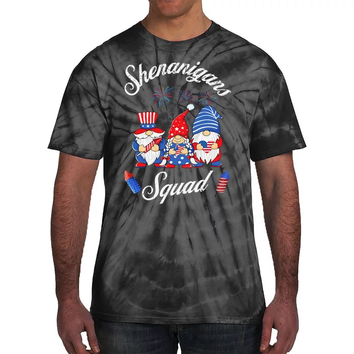 Shenanigans Squad 4th Of July Gnome American Proud Patriotic Tie-Dye T-Shirt