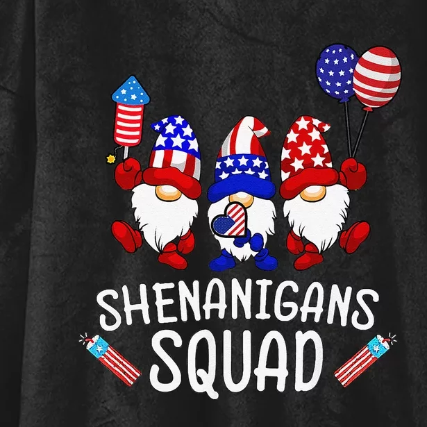 Shenanigans Squad 4th Of July Gnome American Proud Patriotic Hooded Wearable Blanket