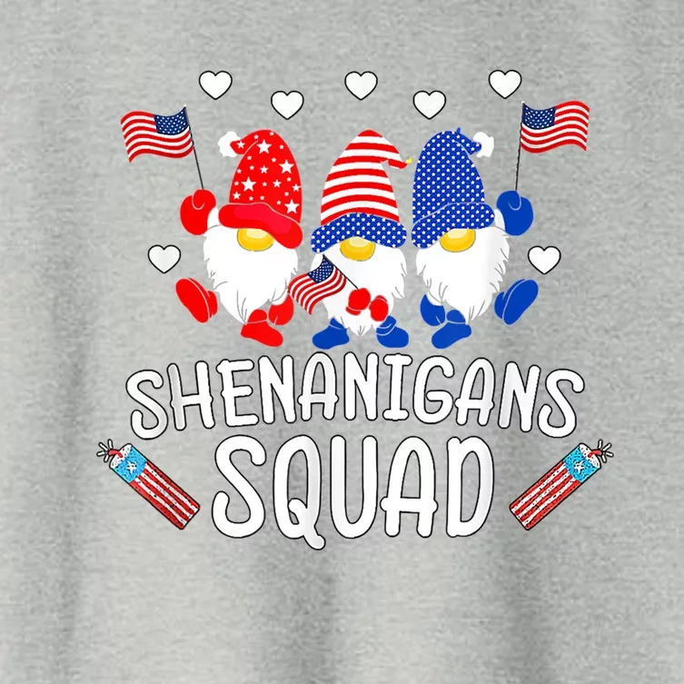 Shenanigans Squad 4th Of July Gnomes Usa Independence Day Great Gift Women's Crop Top Tee