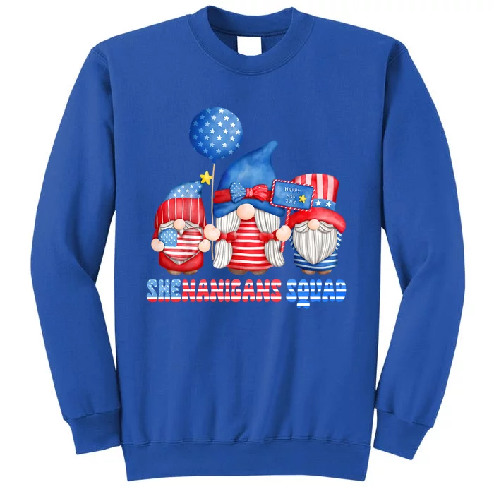 Shenanigans Squad 4th Of July American Gnomes Celebrating Gift Tall Sweatshirt