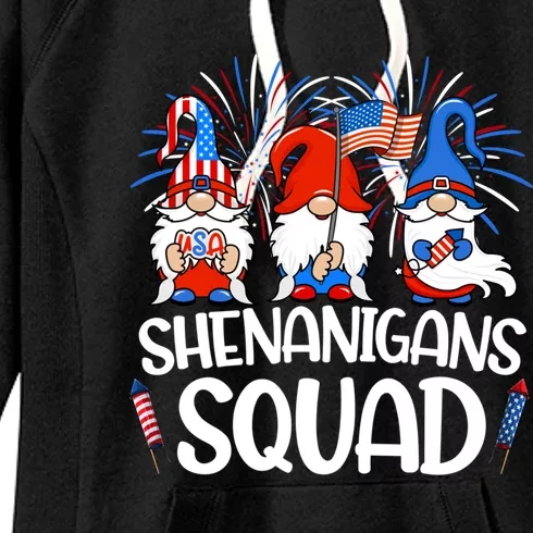 Shenanigans Squad 4th Of July Gnomes Usa Gnomies American Meaningful Gift Women's Fleece Hoodie