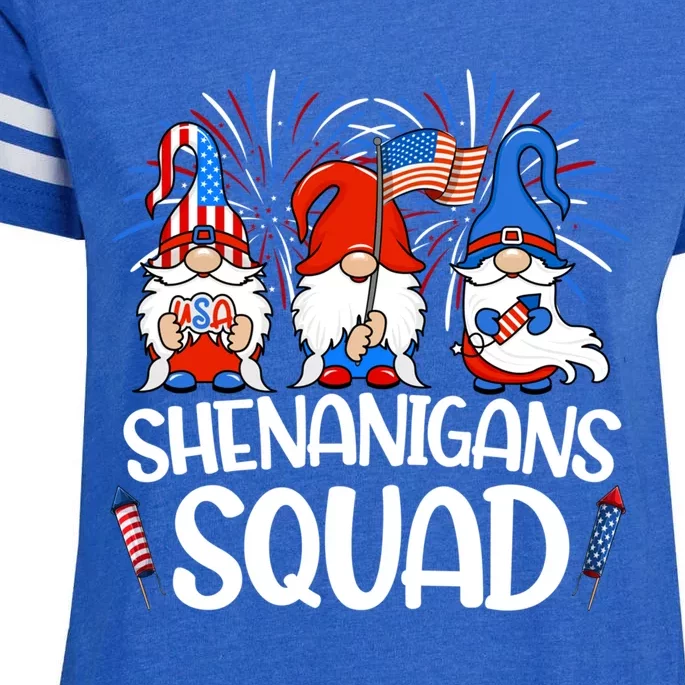 Shenanigans Squad 4th Of July Gnomes Usa Gnomies American Meaningful Gift Enza Ladies Jersey Football T-Shirt