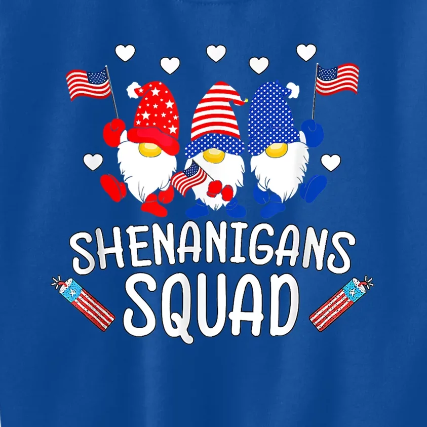 Shenanigans Squad 4th Of July Gnomes Usa Independence Day Gift Kids Sweatshirt