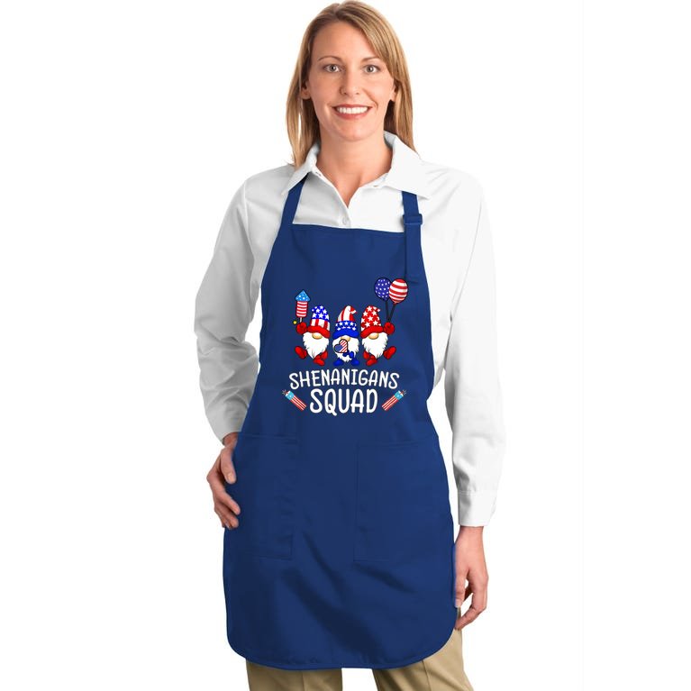 Shenanigans Squad 4th Of July Gnomes USA Independence Day Full-Length Apron With Pockets