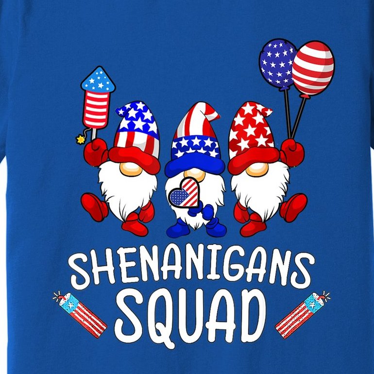 Shenanigans Squad 4th Of July Gnomes USA Independence Day Premium T-Shirt