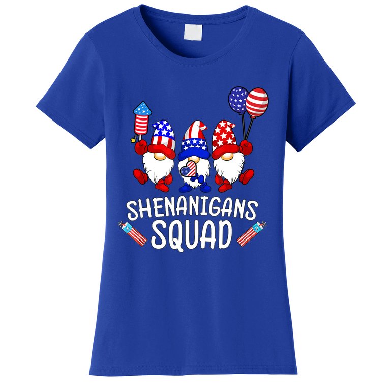 Shenanigans Squad 4th Of July Gnomes USA Independence Day Women's T-Shirt