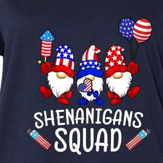 Shenanigans Squad 4th Of July Gnomes USA Independence Day Women's V-Neck Plus Size T-Shirt