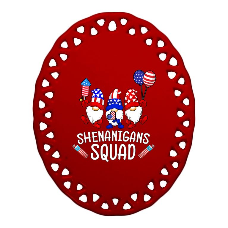 Shenanigans Squad 4th Of July Gnomes USA Independence Day Oval Ornament